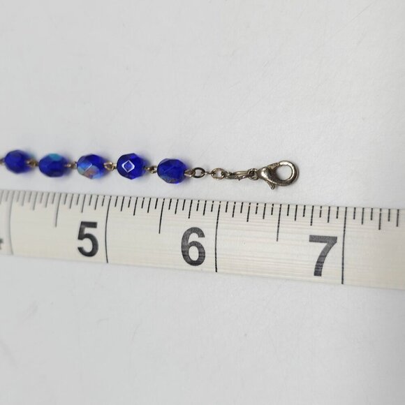 Vintage Rosary Automobile Saint Christopher Medal Crucifix Blue Crystal Beads - Picture 6 of 6